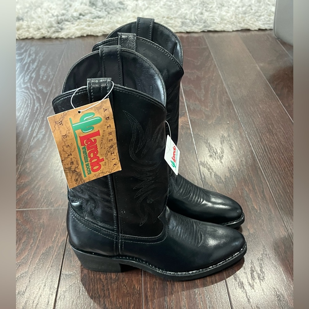 Laredo Men’s Black Trucker Western Boots Size 7 D Country NEW